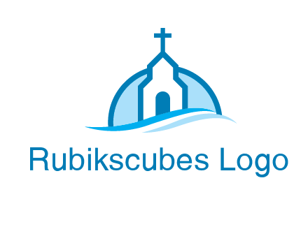 church logo with the moon and waves