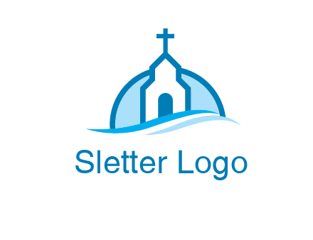 church logo with the moon and waves