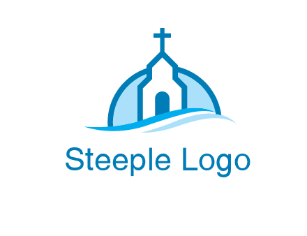 church logo with the moon and waves