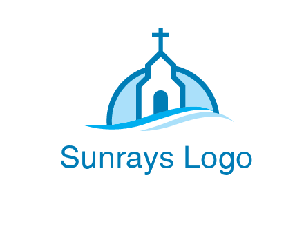 church logo with the moon and waves