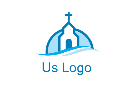 church logo with the moon and waves