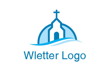 church logo with the moon and waves