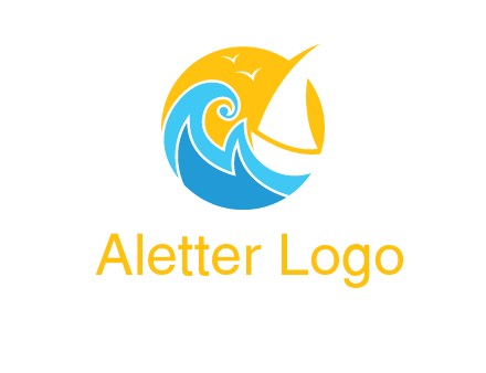 sail boat on a rough sea logo