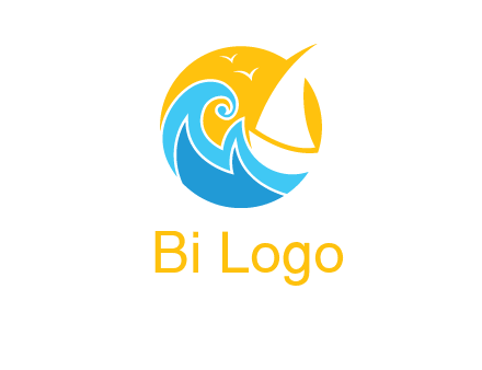 sail boat on a rough sea logo