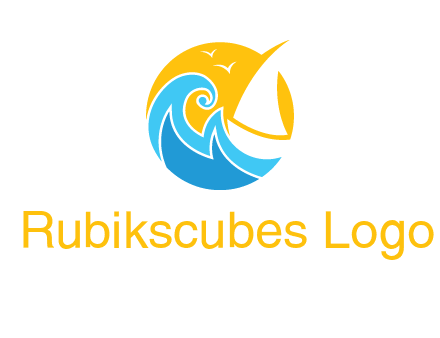 sail boat on a rough sea logo