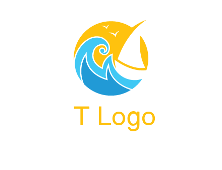 sail boat on a rough sea logo