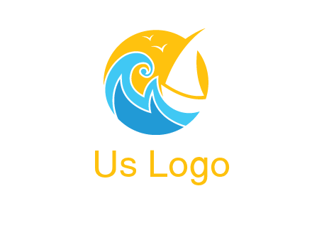 sail boat on a rough sea logo