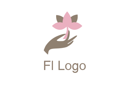 hand holding a water lily logo