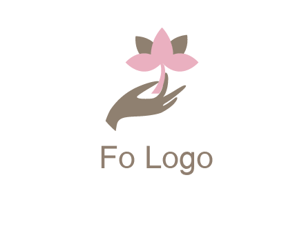 hand holding a water lily logo