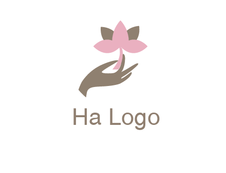 hand holding a water lily logo