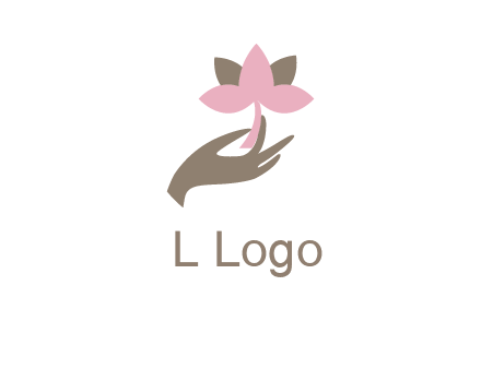 hand holding a water lily logo