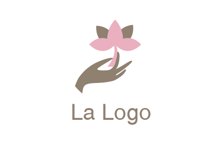 hand holding a water lily logo