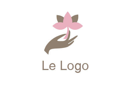 hand holding a water lily logo