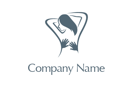 massage therapy logo with hands on a woman's back