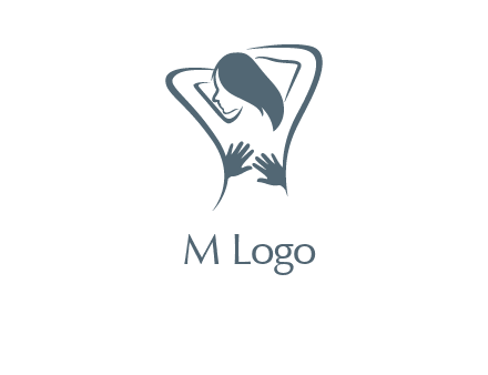 massage therapy logo with hands on a woman's back