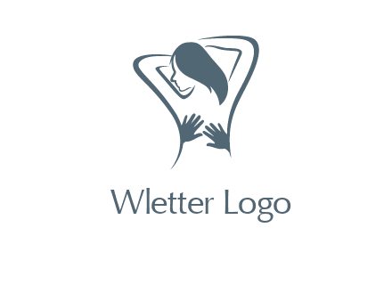 massage therapy logo with hands on a woman's back