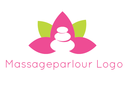 spa logo with hot stones inside leaves or lotus