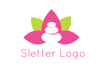 spa logo with hot stones inside leaves or lotus