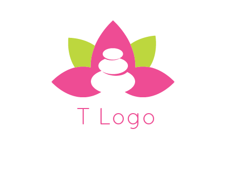 spa logo with hot stones inside leaves or lotus