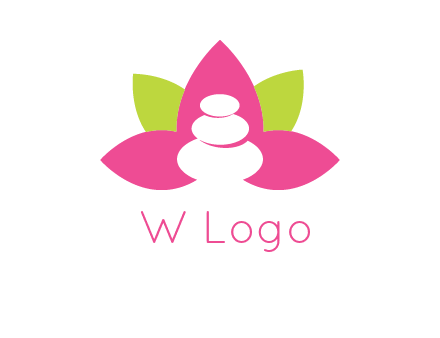 spa logo with hot stones inside leaves or lotus