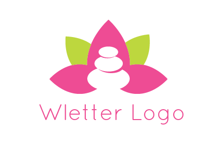 spa logo with hot stones inside leaves or lotus