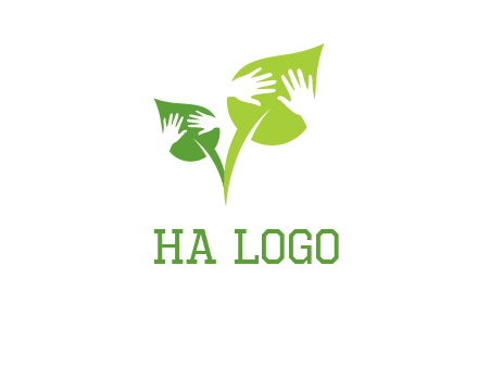 hands in leaves logo