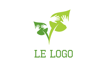 hands in leaves logo