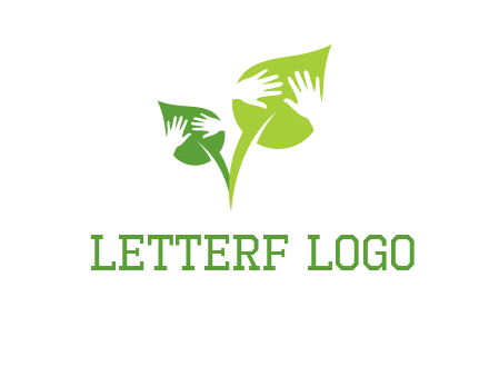 hands in leaves logo