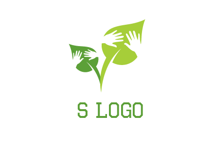 hands in leaves logo