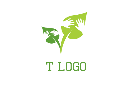 hands in leaves logo