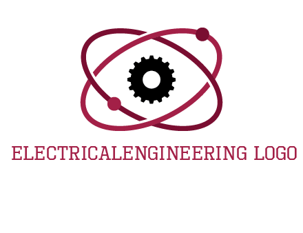 atom orbit with a gear at the center