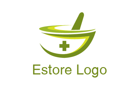 mortar and pestle logo with medical cross