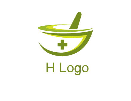 mortar and pestle logo with medical cross