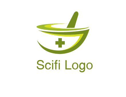 mortar and pestle logo with medical cross