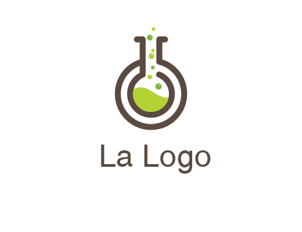 laboratory flask with green liquid and bubbles logo