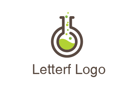 laboratory flask with green liquid and bubbles logo