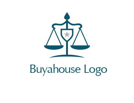 legal justice system logo with a star and scale