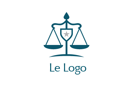 legal justice system logo with a star and scale