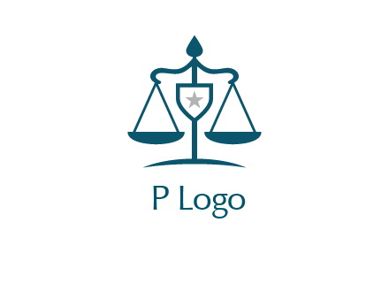 legal justice system logo with a star and scale