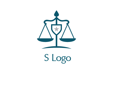 legal justice system logo with a star and scale