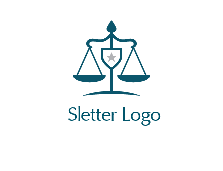 legal justice system logo with a star and scale