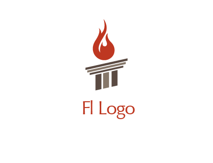 pillar with flames logo