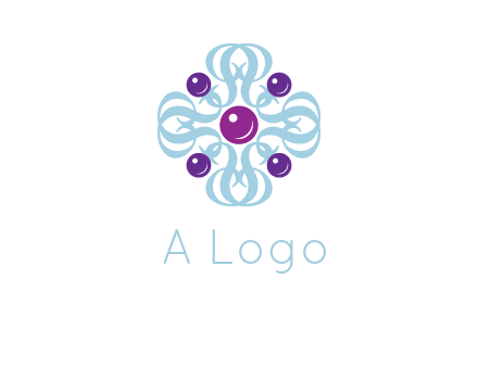 aquatic logo with purple pearls and