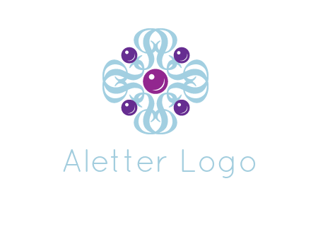 aquatic logo with purple pearls and