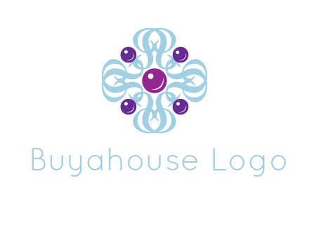 aquatic logo with purple pearls and