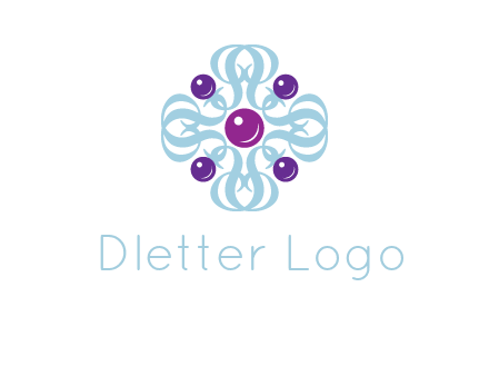 aquatic logo with purple pearls and