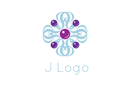 aquatic logo with purple pearls and