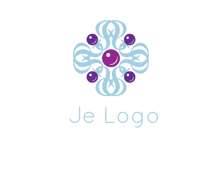 aquatic logo with purple pearls and