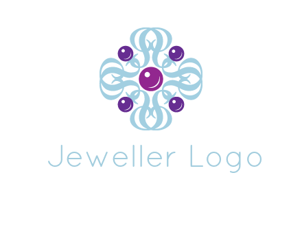 aquatic logo with purple pearls and