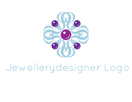 aquatic logo with purple pearls and